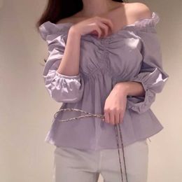 Chic Slash Neck Butterfly Sleeve Women Blouses Summer Sweet All-match Blusas Mujer Fashion Casual Femme Shirts 210525