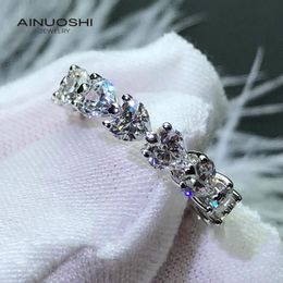 AINUOSHI Heart-shaped SONA Diamond Engagement Eternity Rings Gifts For 925 Sterling Silver Women Guardian Life Aperture Rings