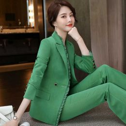 High-end plus size women's clothing S-4XL Autumn and winter professional ladies two-piece suit pants Elegant trousers overalls 210527