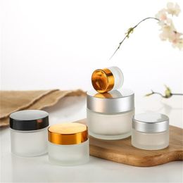 5g 10g Frosted Clear Amber Glass Jar Cream Bottle Cosmetic Lip Balm Container with Black Silver Gold Lid and Inner Pad Packing Bottles