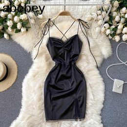 Women Design Backless Strap Dress Sexy Sleeveless Off Shoulder Slim Party Dresses Summer Korean Streetwear Mini Dress 210715