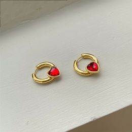 Paris Love Gem Earrings Gold-Plated High-End Stud Temperament Exquisite Small Fashion Trendy Retro Jewelry Accessories