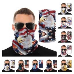 -Кросс-граница Американский флаг Ледяной шелковый волшебный шарф шарф наружные велосипедные спортивные сортные мужчины и женские летние шеи солнцезащитный крем