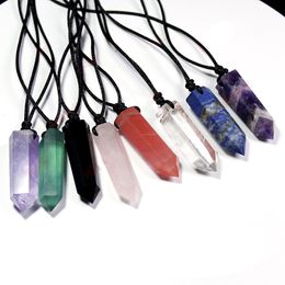 Natural Crystal Stone Pendant Necklace Crystals Pillar Gemstone Necklaces Party Accessories Creative Gift 4.5CM