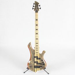 Wholesale Customised brand new 5-string electric bass guitar, high quality neck through the body, maple flame top, new