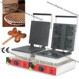 Commercial Non-stick 110v 220v Electric Dual Waffle Machine Dutch Stroopwafels Baker Iron Butterfly Waffle Maker