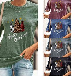 Round Neck Long Sleeve Christmas Tree Printed Sweatshirt Women Clothes Letter Printing 211115