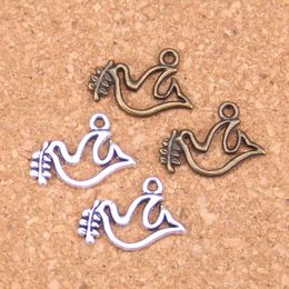 171pcs Antique Silver Plated Bronze Plated peace dove olive Charms Pendant DIY Necklace Bracelet Bangle Findings 20*13mm