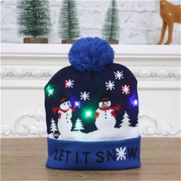new light up ugly Knitted Sweater santa deer dog Christmas Party LED Hats Beanie