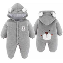 Baby clothing Boy girls Clothes Cotton born toddler rompers cute Infant bear born winter Hoodie romper 0-18M 211101