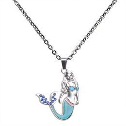 Crystal Mermaid Color Changing Temperature Sensing Necklace Mood Women Children Necklaces Fashion Jewelry Will and Sandy
