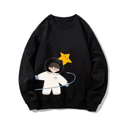 oversized women Sweatshirt Kawaii Cotton Hoodies Astronaut Print Hoody Couple Hooded O-Neck Full Sleeve Pullovers tops clothes 210809