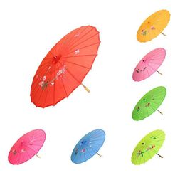 Adults Chinese Handmade Fabric Umbrella Fashion Travel Candy Colour Oriental Parasol Umbrella Wedding Party Decoration Tools