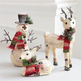 navidad decoraciones para el hogar Nordic Birch Bark Snowman Doll Desktop Decoration Elk Scene Decoration for Christmas 201017