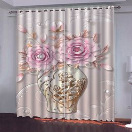 Embossed flowers 3D Customized Printing Curtain 2021 Blackout Window Drapes For Bedroom Door Kitchen Living Room