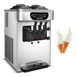 Commercial Desktop Soft Ice Cream Machine Stainless Steel Sweet Cone Makers 2100W