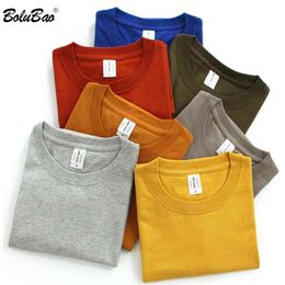 BOLUBAO Fashion Brand Men Solid Colour T Shirt Men's 100% Cotton Short Sleeves T-shirt Male Skateboard Tee Tops 210706