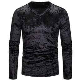 nice tee shirts UK - Men's T-Shirts Black Velvet Men T Shirt Nice Autumn Winter Long Sleeve V Neck T-shirt Casual Slim Fit Tees Shirts Camiseta Masculina
