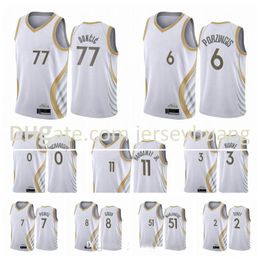 DallasMavericksMen Luka Doncic Kristaps Porzingis 2020-21 White City Basketball Jersey New Uniform