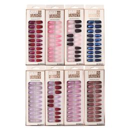 Hot Selling Fashion False Nails for Women Girls 24 Tips Shining Glister Matt Color Recyclable Fake Nails