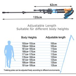 Shooting Crutch Nordic Walking Stick Carbon Fiber External Quick Lock Trekking Pole Hiking Telescope Stick Senderismo
