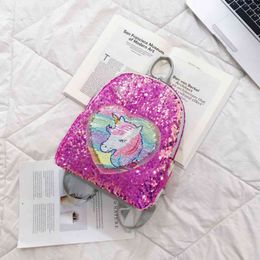 HBP Non- Simple and versatile backpack female Korean schoolbag fashion Unicorn Sequin 2 sport.0018 IRN9