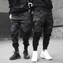 Pantaloni cargo Hip Pop Uomo Pantaloni neri tascabili Harem Pantaloni sportivi Harajuku Pantaloni sportivi moda casual Pantaloni streetwear Hombre 210707