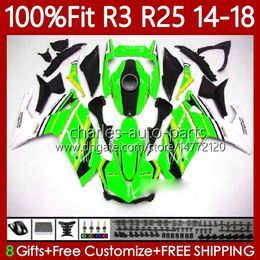 Injection mold Body For YAMAHA YZFR3 YZF-R25 YZFR25 14-18 Bodywork 102No.47 YZF R Light green 3 25 R3 R25 14 15 16 17 18 YZF-R3 2014 2015 2016 2017 2018 OEM Fairing Kit