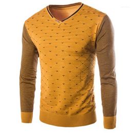 Men's Sweaters Men's Wholesale- Arrival Korean Style 2022 High Quality Stitching Colour Warm Sweater Male Stripe Cashmere 4Color M-3XL1
