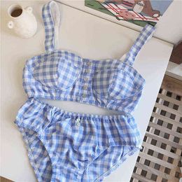 NXY sexy setSoft cotton lingerie and panties sets chic vintage lattice girl wire free bra suit tube top underwear larger size 1127