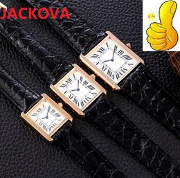 Rectangle Dail Designer Women Mens Watches Luxury Genuine Leather Steel Case Quartz Movement Clock Gold Silver Leisure Diamonds Wristwatch