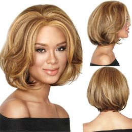 Curly Synthetic Wig Simulation Human Hair Bobo Wigs Hairpieces That Look Real Perreques For Black Women K14