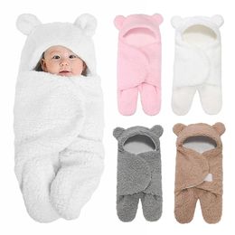 Baby Sleeping Bag Ultra-Soft Fluffy Fleece Newborn Receiving Blanket Infant Boys Girls ClothesSleeping Nursery Wrap Swaddle 210315