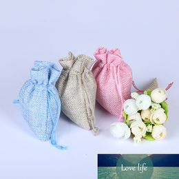 10Pcs Jewellery Travel Storage Pouch Mini Candy Jute Packing Bags for Gift Drawstring Flax Colour Natural Burlap Linen