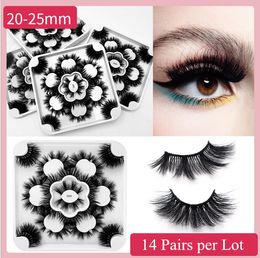 25mm Faux Mink Hair False Eyelashes Hand Made 14 Pairs/Lot Natural Long Eye Lashes Extensions in 4 Editions DF050