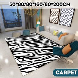 Zebra Pattern Carpet Living Room Bedroom Soft Carpets Anti-slip Floor Mats Water Absorption Rugs Home Decor 210317