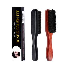 Hair Brushes Beard Brush Beech Wood Pure Long Handle Care Men Anti Static Barber Styling Comb