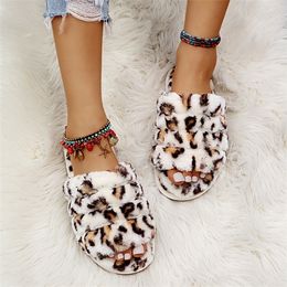 COOTELILI 2021 New Fashion Slippers Women Shoe Flats Winter Women Slippers Fashion Comfortable Leopard Print Casual Size 36-43 Y1120