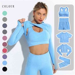 Fitness Clothing Workout Clothes for Women Sport Seamless Yoga Set Shorts Outfit Suits Sportswear Gym Tracksuit Leggings 210802