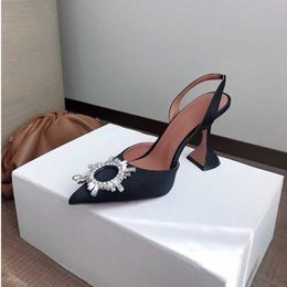 Designer High Heel Women Shoes Sandal Dress Sliders Brand Women Pumps Luxury Crystal Slingback High Heels Summer Bride Shoes Heeled Party Wedding 603