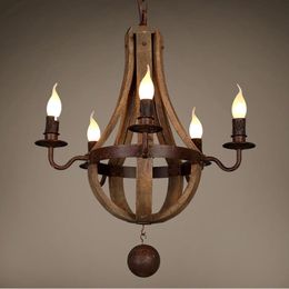 Chandeliers Vintage Chandelier Decoration Retro Wood Light Fixture Of Living Room Bedroom Loft Home American Country Rural Candle