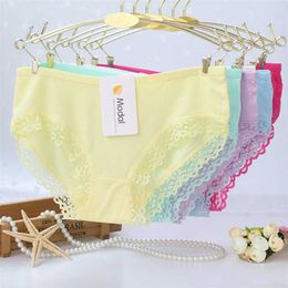 8pcs Laciness Girl Shorts Briefs Modal Cotton Buds Lace Underpants Slim Panties Teenagers 211122