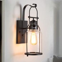 Wall Lamps American Retro Iron Glass Lamp Loft Living Room Bedroom Restaurant Background Corridor Cafe Balcony Sconce Bar Light