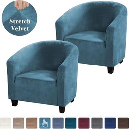Elastic Sretch Coffee Velvet Tub Sofa Armchair Seat Cover Protector Washable Furniture Stretch Slipcover Home Chair Decoration 220302