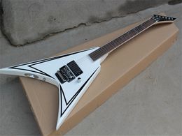 White Body Electric Guitar with Floyd Rose,1 Pickup,Chrome Hardwares,Rosewood Fingerboard,Offer Customized
