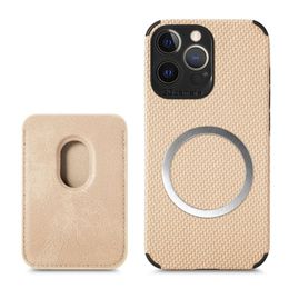 Magsafing Wallet Wireless Charger Cases Carbon Fibre Card Holder Leather Cover For iPhone 13 12 11 Pro MAX 8 Samsung S20 FE S21 Ultra A12 A22 A32 4G 5G A52 A72 A03S A02S