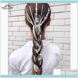 Headbands Jewelrysimulated Pearl Long Tassel/Chain Bridal Clip Women Party Wedding Aessories Hair Jewelry Drop Delivery 2021 0Srpt