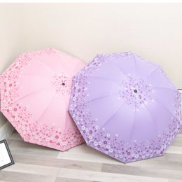 High Quality Girl Umbrella Rain Women Men 3 Folding 10 Ribs Windproof Students Umbrellas Sun Parasol