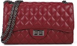 Quilted msenger bag women's leather women's one shoulder wallet with chain and fashionable handbagZQW2
