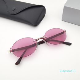 luxury- Fashion Oval Candy Colored Clear Sunglasses Transparent Sunglasses Gradient Eyewear Frameless Titanium Accessory Women Gifts Huwrj